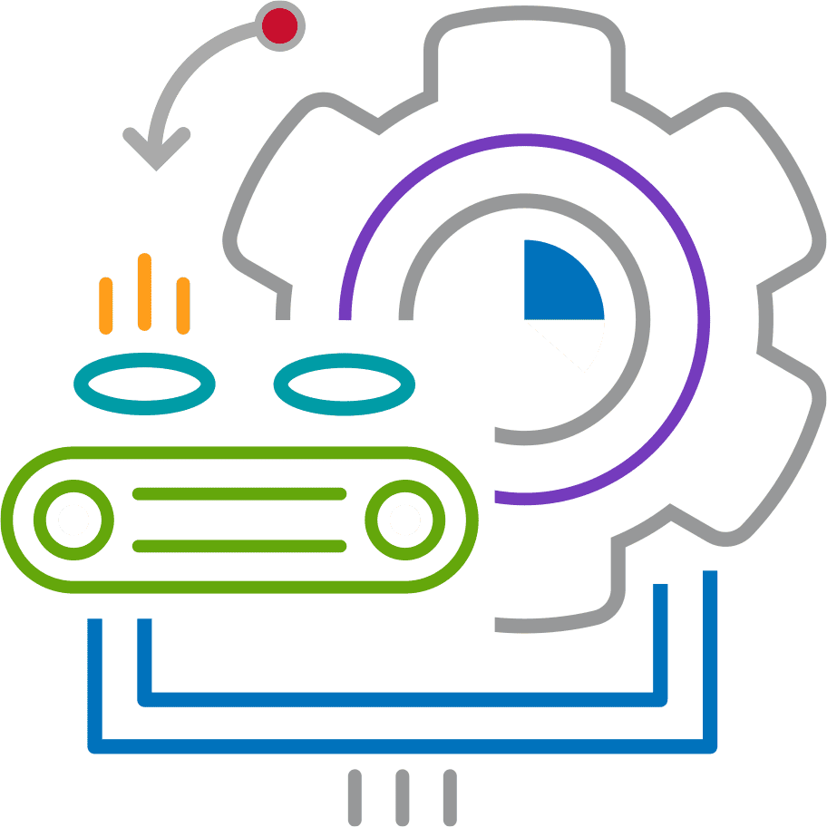 manufacturing graphic illustrating the relationship between data and production